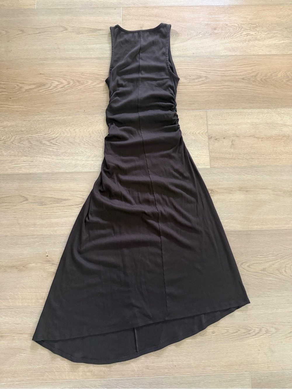 Michael Stars Brown Ruched Sleeveless High-Low Midi Dress Size Small - Picture 3 of 6